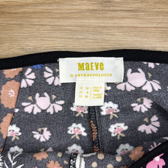 Maeve Women’s 8 Pants Floral Fringe Satin Crop Boho Festival Maximalist Artsy - Picture 5 of 8